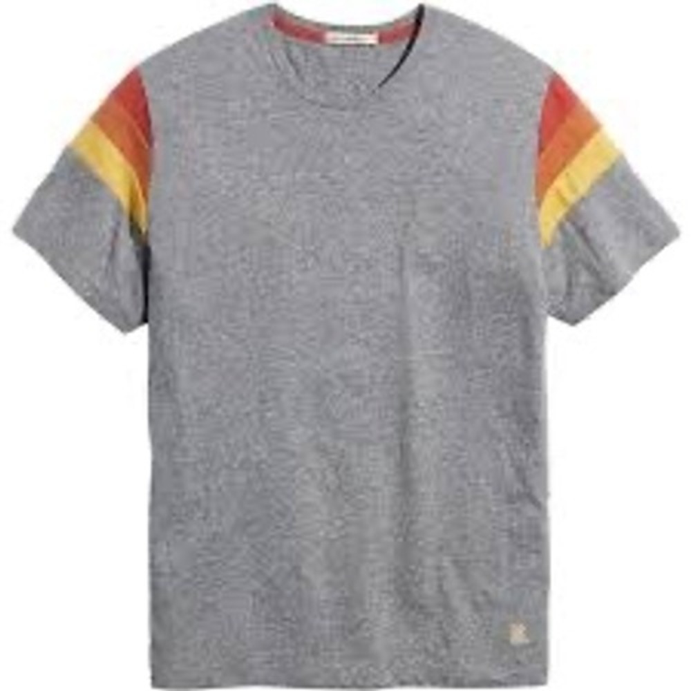 Marine Layer T-Shirt Mens Large Grey Excellent Re-Spun Retro Stripe Short Sleeve